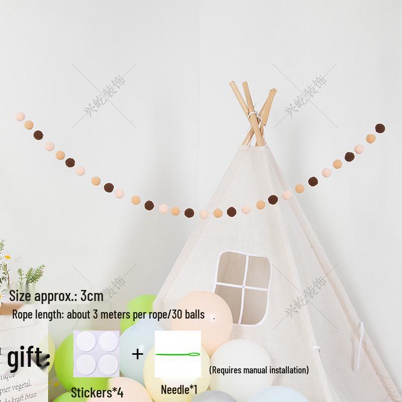 Children’s Room Pompon Bunting Decoration - Birthday Party Tent Backdrop Ornament