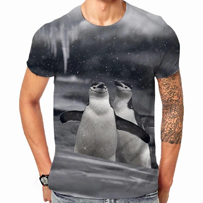 Mode Mann Tier Pinguine 3D Druck T-shirt Sommer Männer Oansatz Kurzarm T-shirts Streetwear Übergroßen Harajuku Kinder T Tops