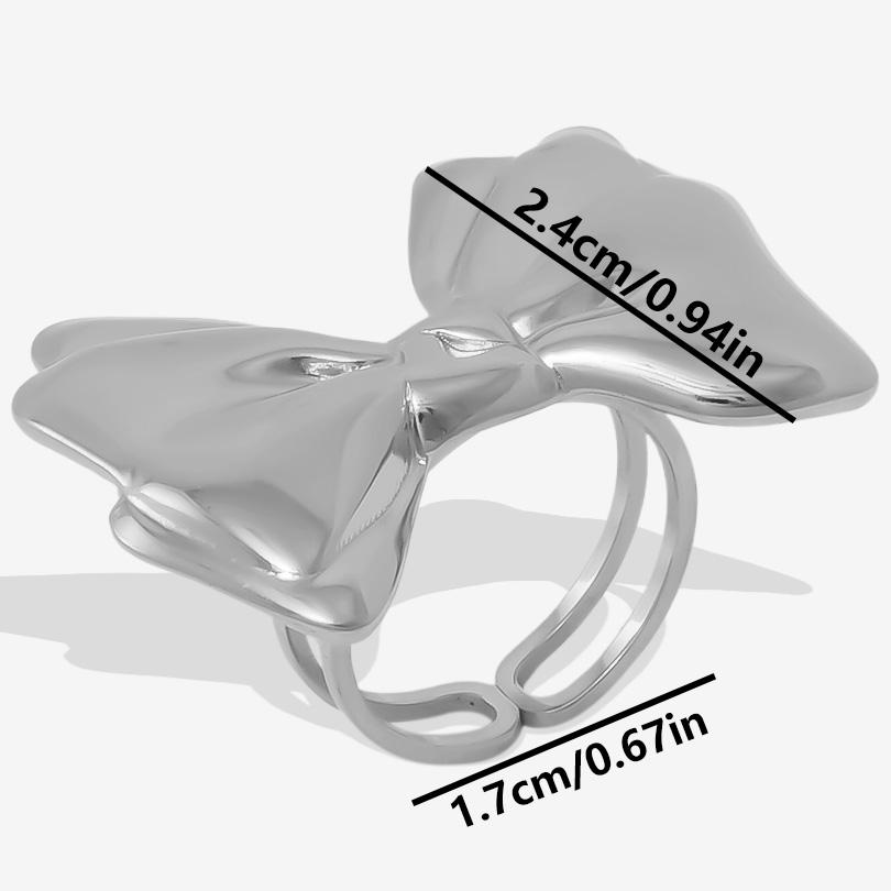 Rhinestone Girl Bow Charm Ring Open Adjustable Bowknot Finger Jewelry Fashion Stainless Steel Rings For Women Accessories Bagues 8(adjustable)