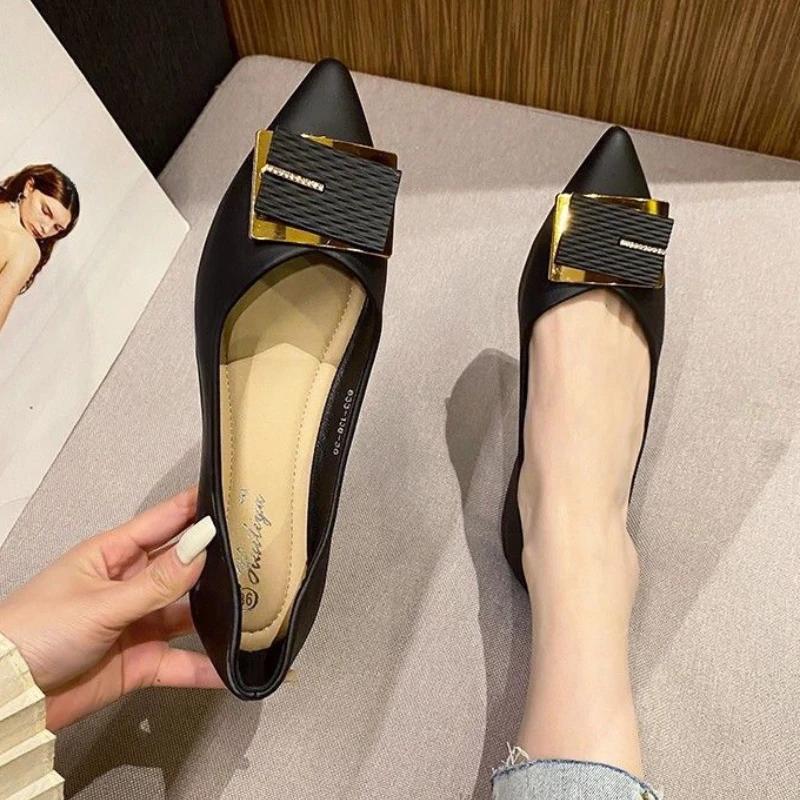 Fashion Office Pointed Toe Women's Flat Shoes Low Price Ladies Footwear Luxury Brand Chic and Elegant Lastest 2025 Summer Dress Y2k Shoe