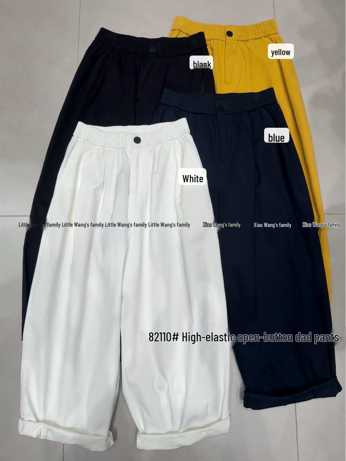 

Повседневные хлопковые брюки гаремы с высокой талией от Xiao Wang — Корейский стиль, большие размеры One Size жёлтый