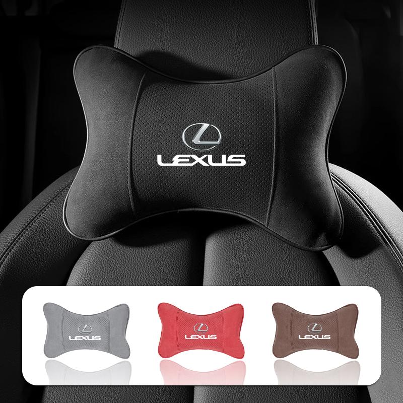 hbsh4 Car Suede Headrest Neck Support Auto Seat Accessories For Lexus LS LC RZ IS350 ES300 GS350 CT200h GX460 LX570 RX500h NX300 UX260