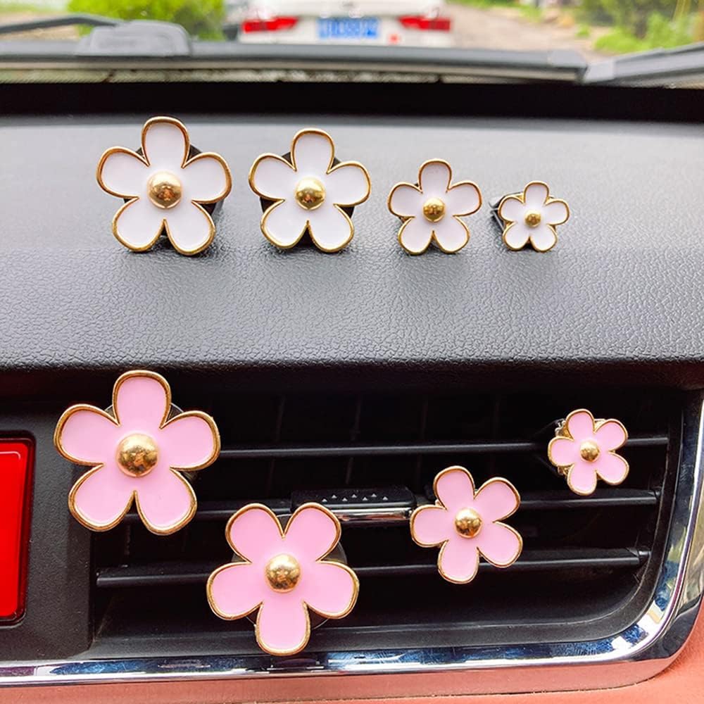 Car Air Freshener Vent Clips For Women 8 Pieces Cute Car Vent Clips Decorations Daisy Flower Car Accessories Air Freshener Clips For Christmas