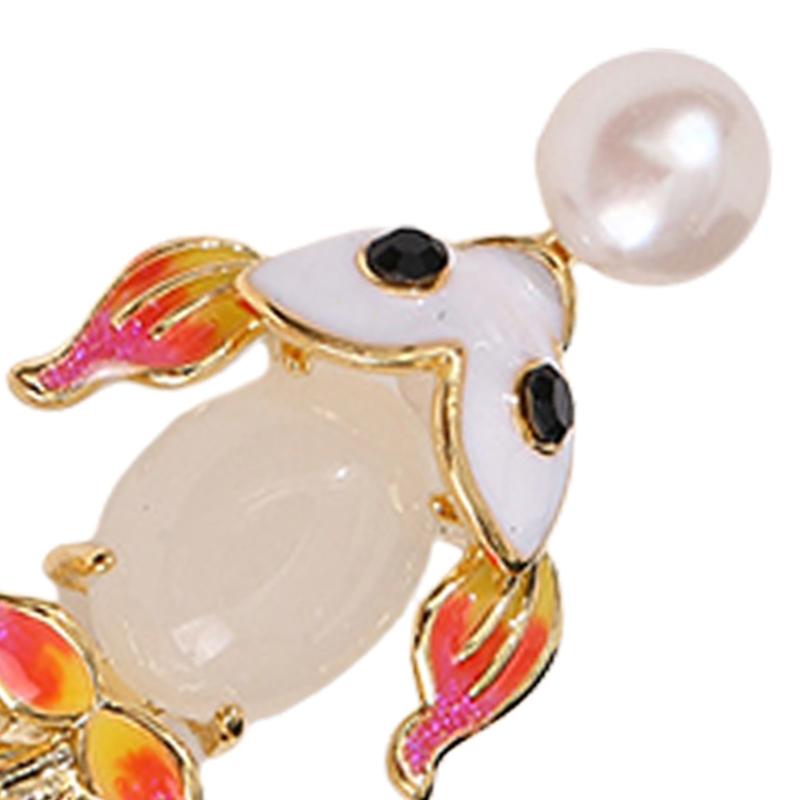 Adorable Enamel Goldfish Brooch Alloy Lapel Pin Stylish Jewelry Accessories for Women Hats Bags Jackets Fashion Gift