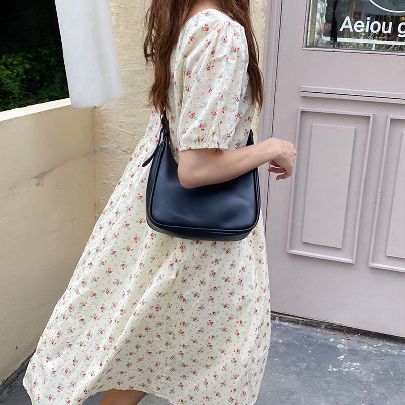 Winter New Shoulder Bag For Women PU Leather Crossbody Bag Solid Color Half-moon Bags Lady Handbag Daily Pouch