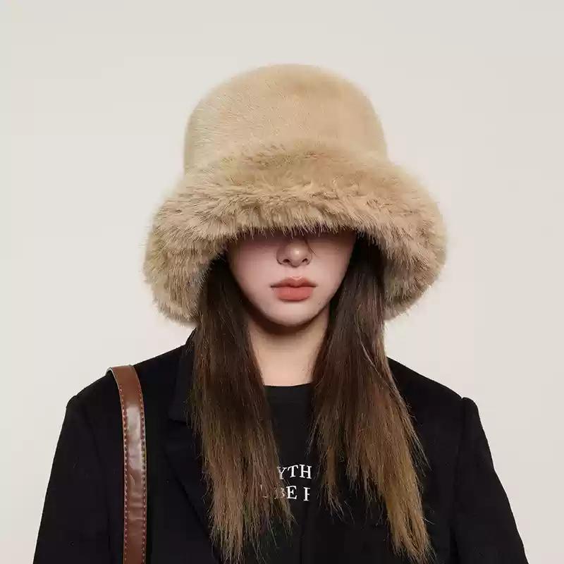 Women's Eco-friendly Fur Bean Hat Balaclava Women's Winter Hat Luxury Brand Hat