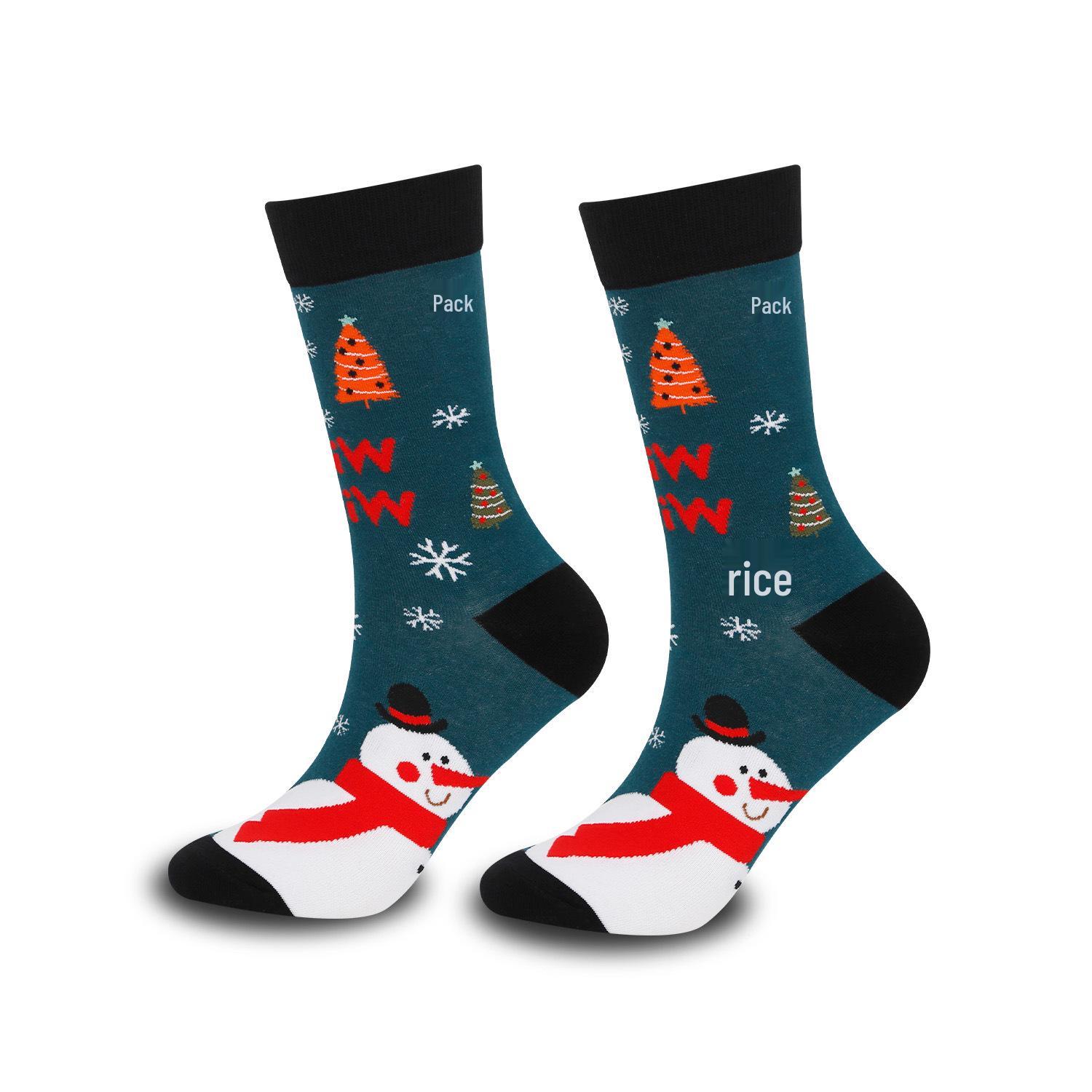 

Модные рождественские носки до середины икры: Дизайн Санта-Клауса и оленей для осени/зимы One Size