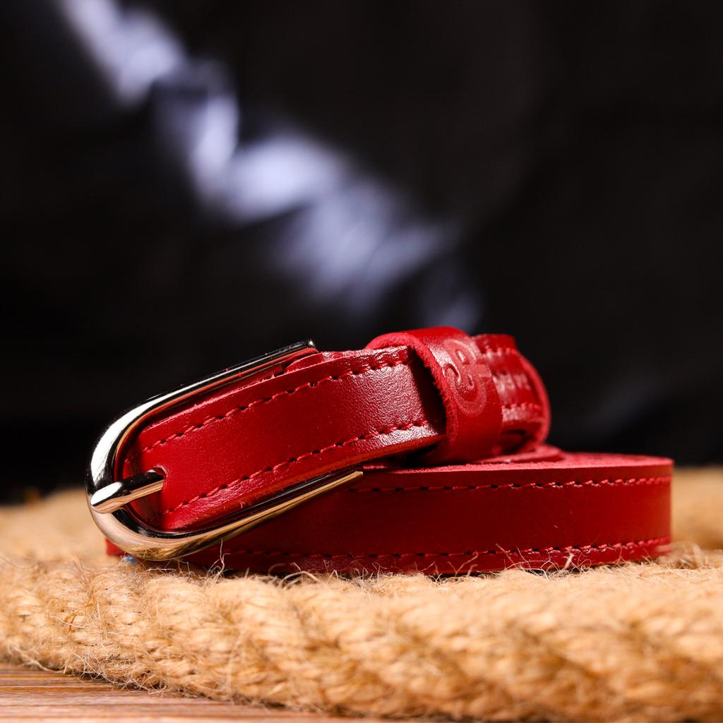 Narrow Women's Leather Belt GRANDE PELLE Leather Belt 21440 Red