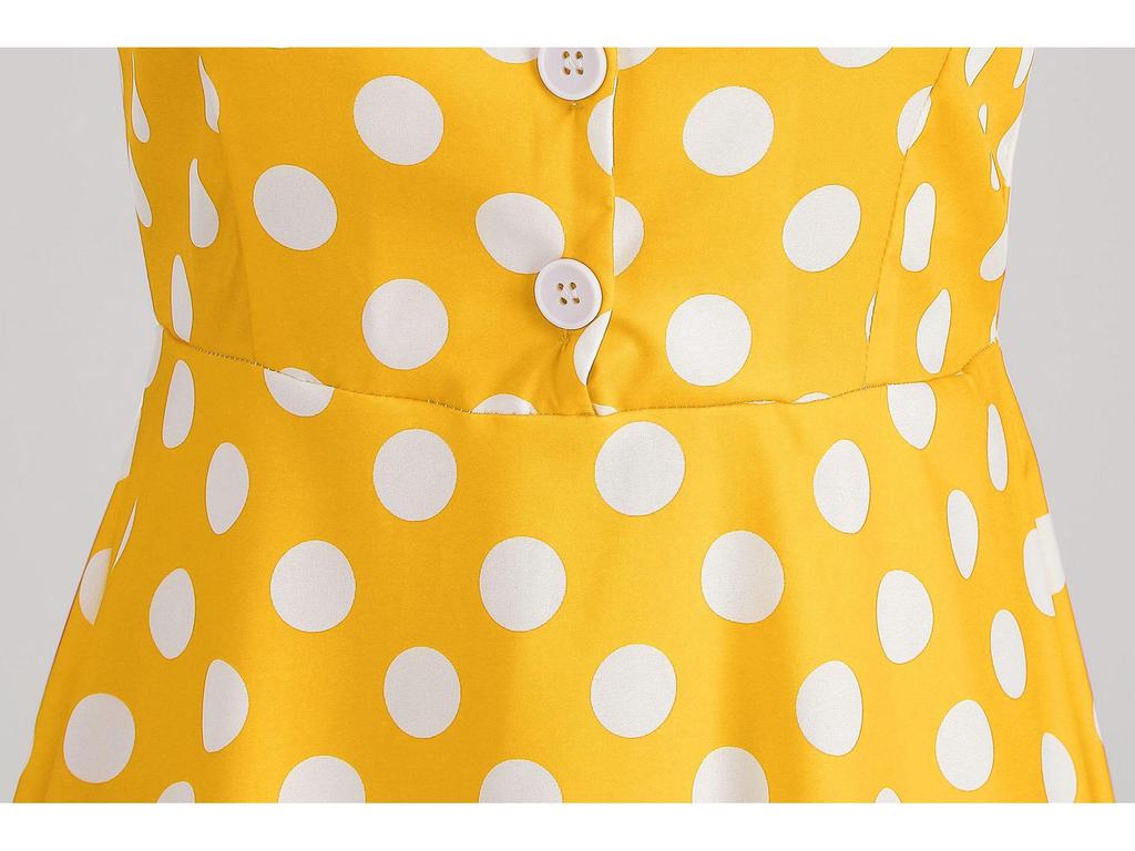 1950er Vintage Polka Dot Neckholder Rückenfreies Swing-Kleid mit Hepburn-Kragen