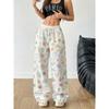 Women's Loose Fashion Casual Wide-leg Pants Rainbow Cloud Heart Print Spring and Autumn Outdoor Trousers