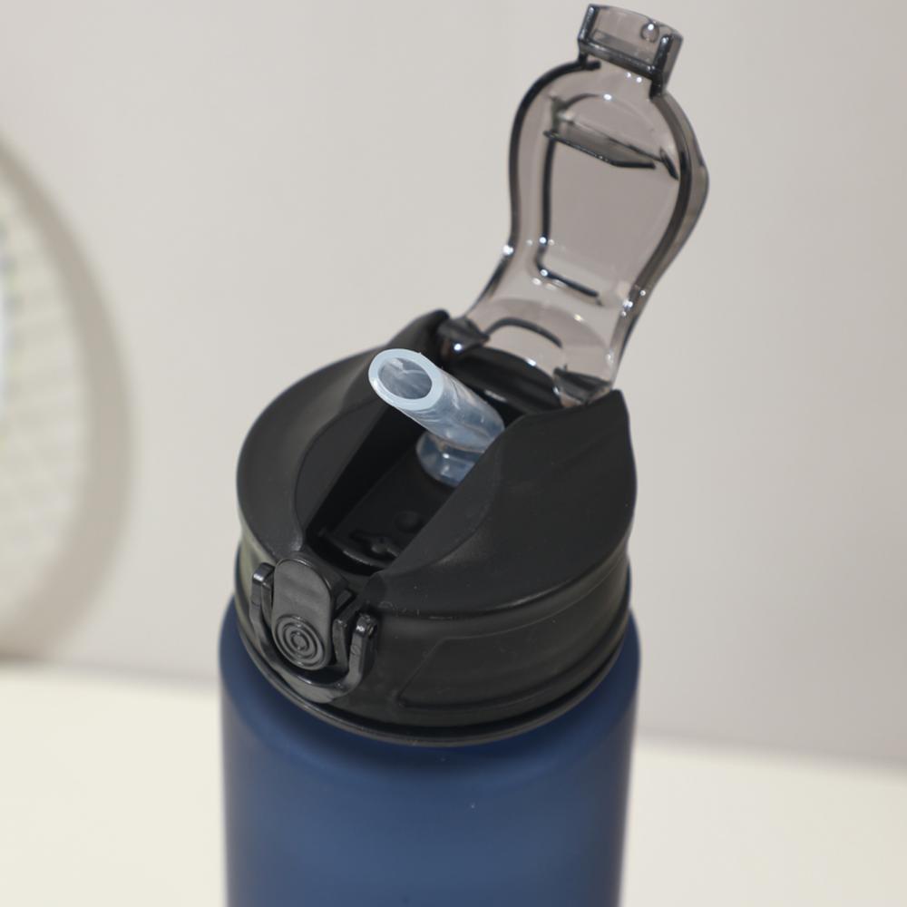 750ML Leak-Proof Sports Water Bottle with Straw and Carrying Loop BPA-Free Portable Mug with Seal Lid for Fitness Camping
