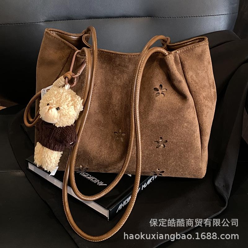 Suede Bag Women's 2025 New High-end Retro Underarm Bag Commuter Tote Bag Large-capacity Shoulder Bag