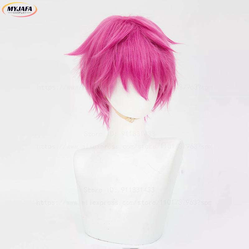High Quality Saiki Kusuo Cosplay Wig Rose Pink Short Heat Resistant Synthetic Hair Anime Role Play Wigs + Wig Cap