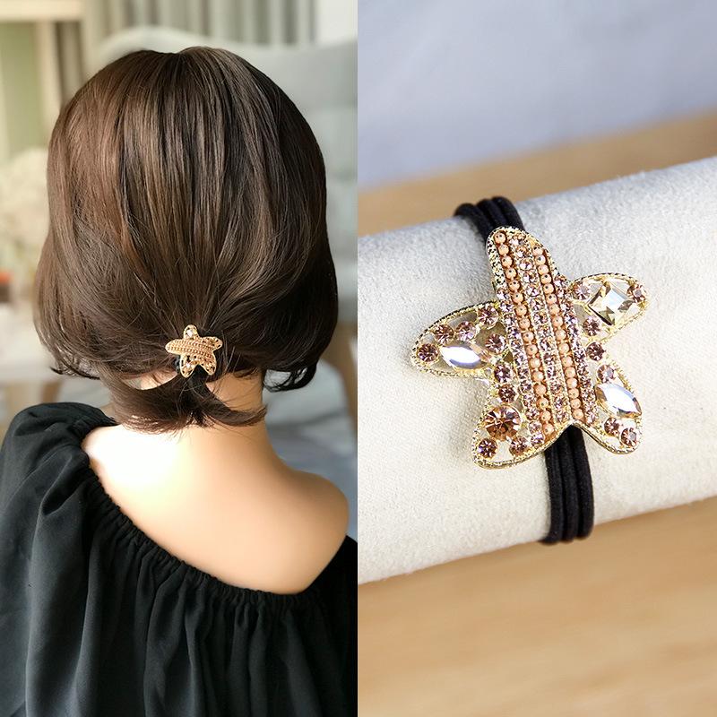 Korean Fashion Rhinestone Elastic Hair Rubber Bands For Girls Tie Hair Ring Rope Scrunchie Office Accessories Ponytail Headdress