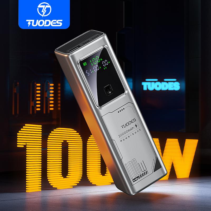 

Tuodes PD 100W Power Bank Fast Charging 20000mAh External Battery Capacity Portable Charger For Laptop iPhone Samsung Xiaomi сірий