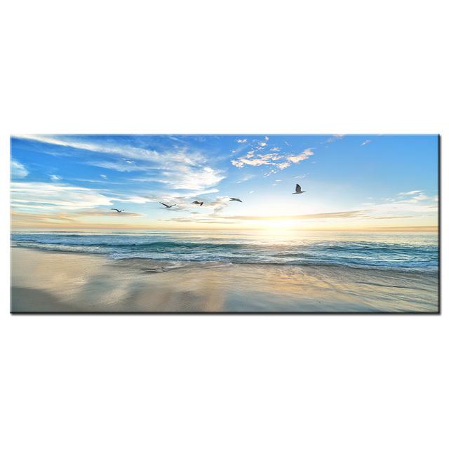 Beach Sunset Wall Art Posters Large Landscape Canvas Painting Print Nordic Forest Trees Wall Decoration Picture For Home Decor