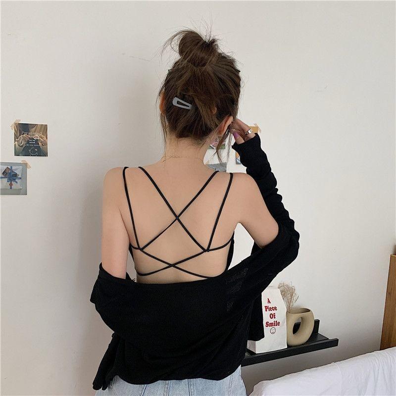 Korean version of cotton beauty back sling vest underwear women with chest pad bra student chest wrap summer spice girl no steel ring tube top