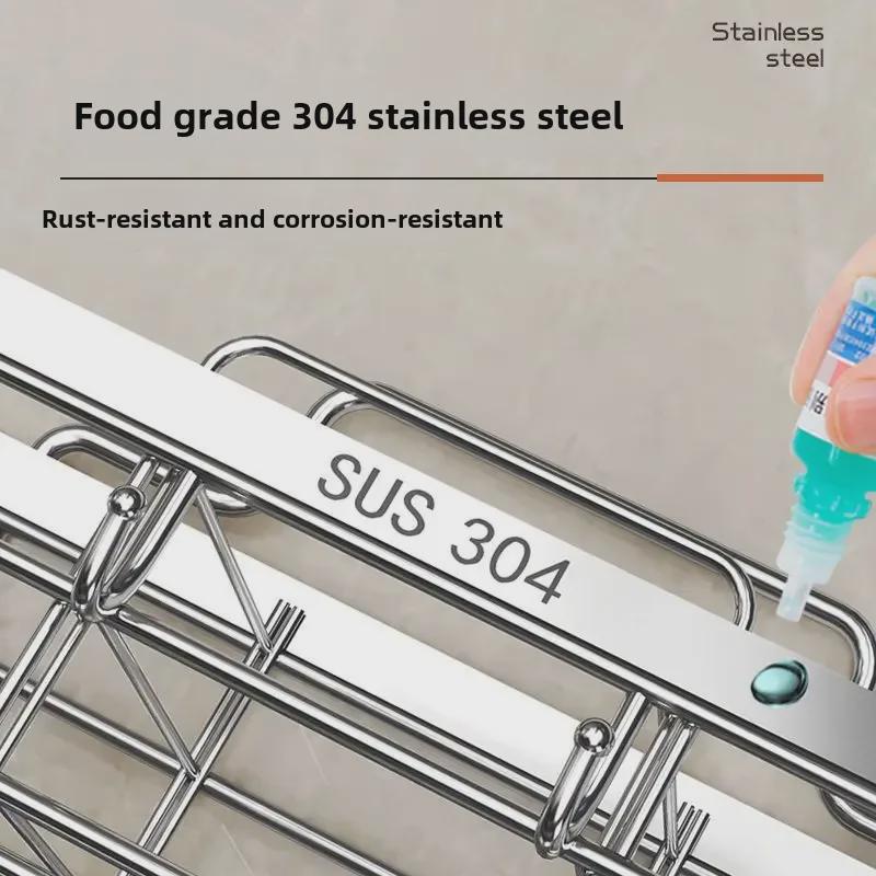 Wall-Mounted 304 Stainless Steel Chopsticks and Utensil Storage Rack
