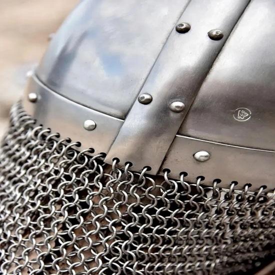 Medieval Combat Helmet with Chain Trough Knight Crusader Armor, LARP SCA Battle-Ready Steel Helmet Gift