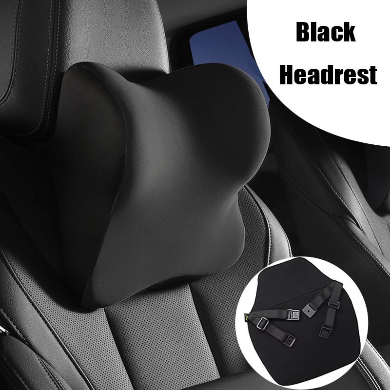 Car Seat Headrest Pillow with Double Straps for Sports Seats Universal Latex Neck Support Cushion Lumbar Back Pad