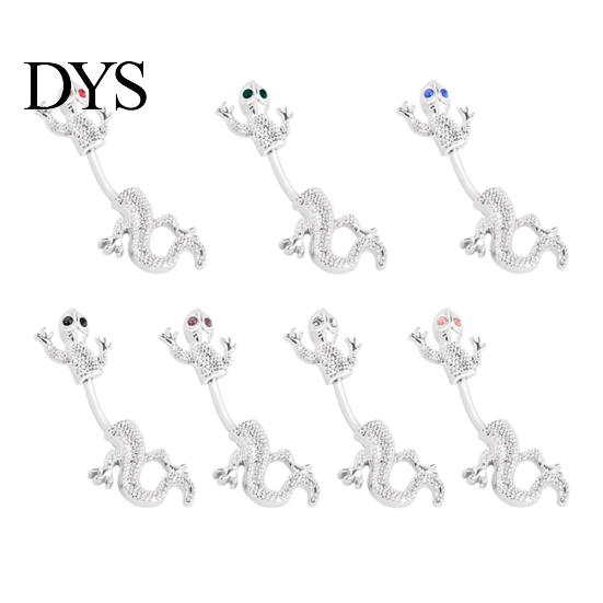 Women Trendy Rhinestone Gecko Navel Bar Belly Ring Body Piercing Jewelry Gift