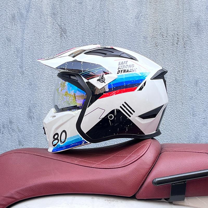 Street Fighter Motorcycle Helmet Men's and Women's Full Helmet Four Seasons Locomotive Retro Detachable Combination Helmet