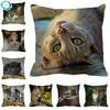 Animal Theme Cat Print Linen Decorative Throw Pillowcase Home Decor Animal Kitty Pillowcase Cushion Cover 45X45Cm