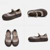 Johnature Flache, flache Schuhe im Retro-Stil aus echtem Leder, vielseitige, bequeme Damenschuhe mit dicker Sohle