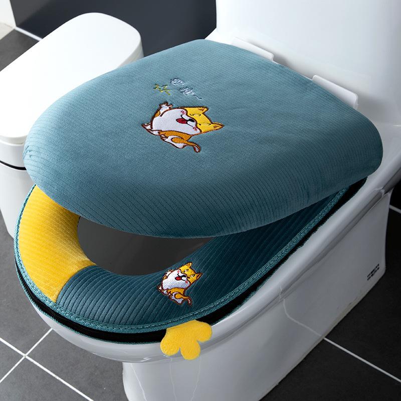 2pcs/set Cushion and Lid Cover Toilet Seat Mat Set Universal Soft Washable Closestool Seat Case Bathroom Winter Pad Bidet Mats