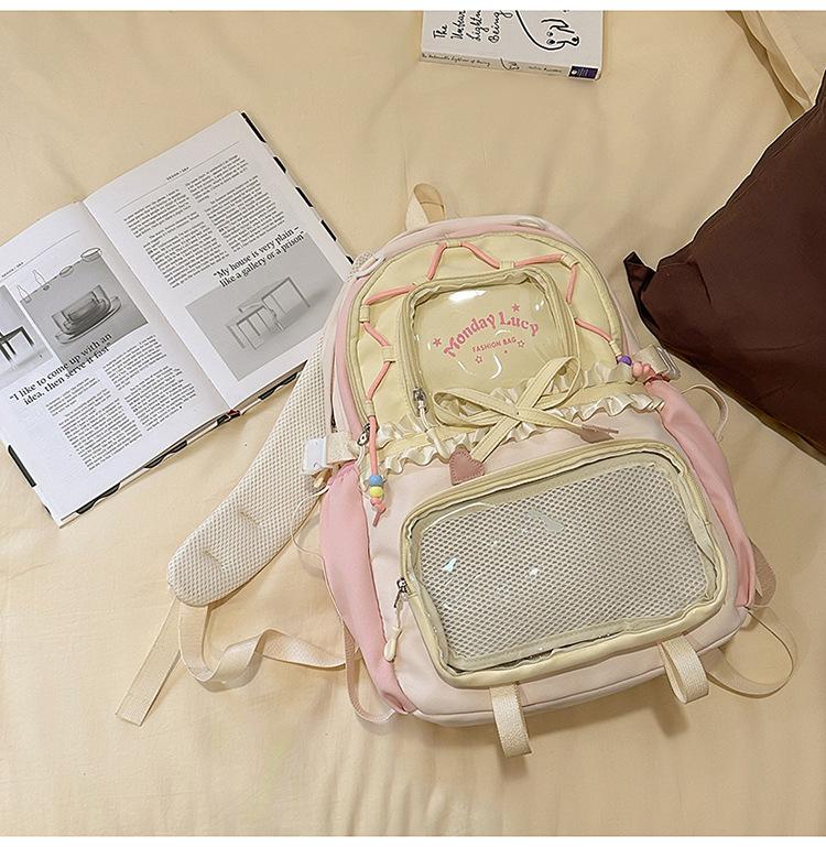 College Schoolbag Female Junior High School Student Cute Sweet Contrasting Color Large Capacity Backpack Student Backpack Trendy Fashion