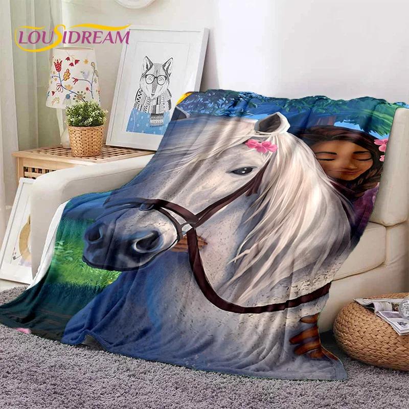 Spirit Riding Free Cavalli dei Cartoni Animati Coperte Morbide, Coperta Plaid Calda Comoda per Picnic Letti Divano Casa Camera da Letto Regalo Ragazza