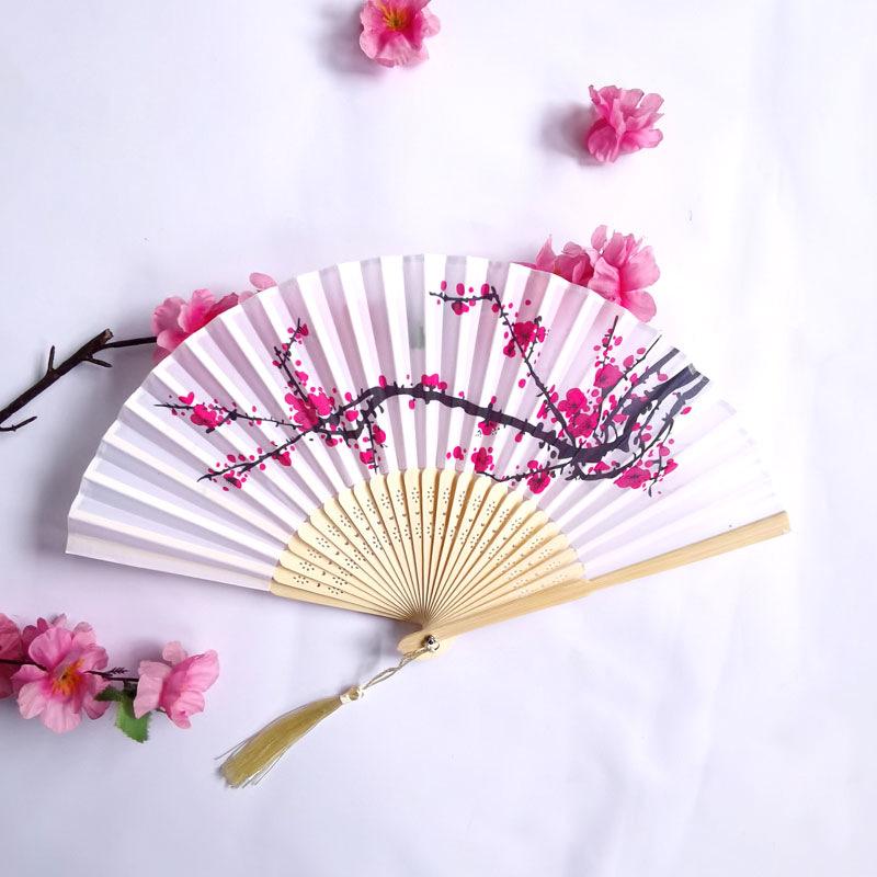 Vintage Bamboo Silk Women's Folding Fan - Portable Dance Gift