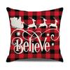 Red Plaid Christmas Linen Pillow Cover New Home Sofa Cushion Cover Cushion Cover