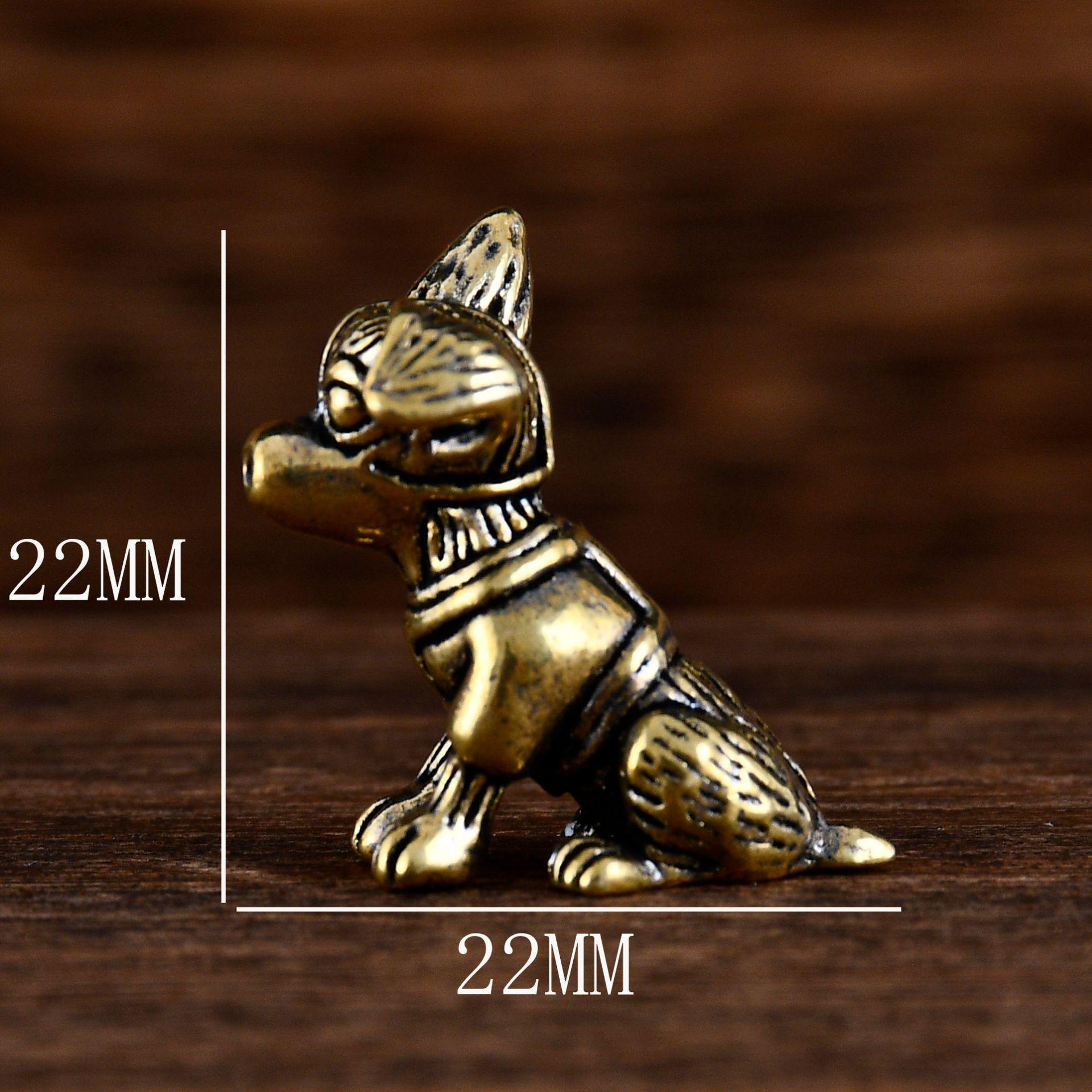 Brass Retro Dog and Pig Tea Pet - Creative Zodiac Animal Desktop Ornament Gift