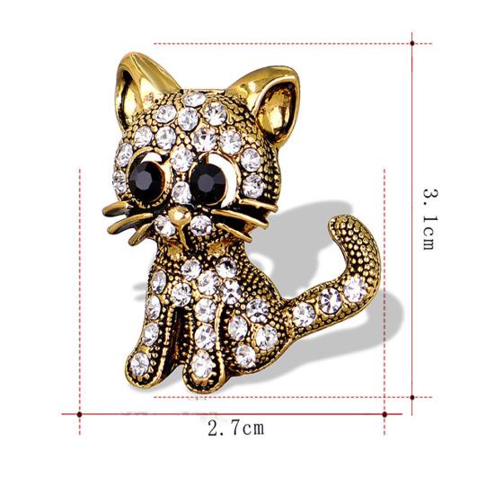 Vintage süße kleine Katze Form Strass Brosche Pin Frauen Kleid Schal Zubehör