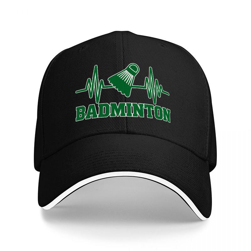 Badminton Heartbeat Baseball Cap Sandwich Brim Adjustable Casual Sports Hat Lightweight Daily Commute Gift For Men Women