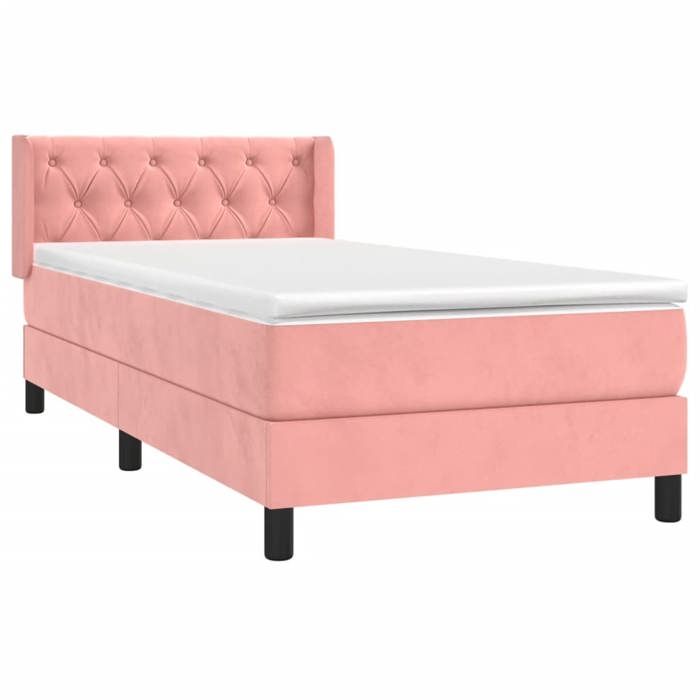 3131110 vidaXL Divan Bed and Mattress Pink 80x200 Cm Velvet