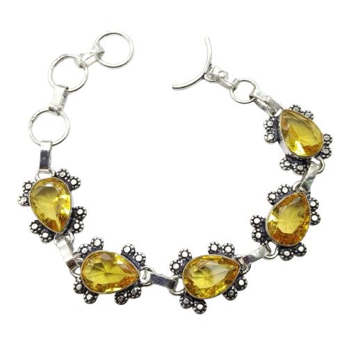 Citrine Gemstone Silver Plated Handmade Bracelet Jewelry BR 17