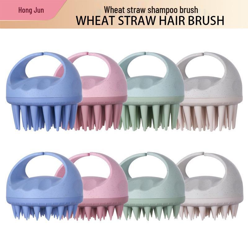Wheat Straw Handle Shampoo & Scalp Massager Brush with Short/Long Teeth