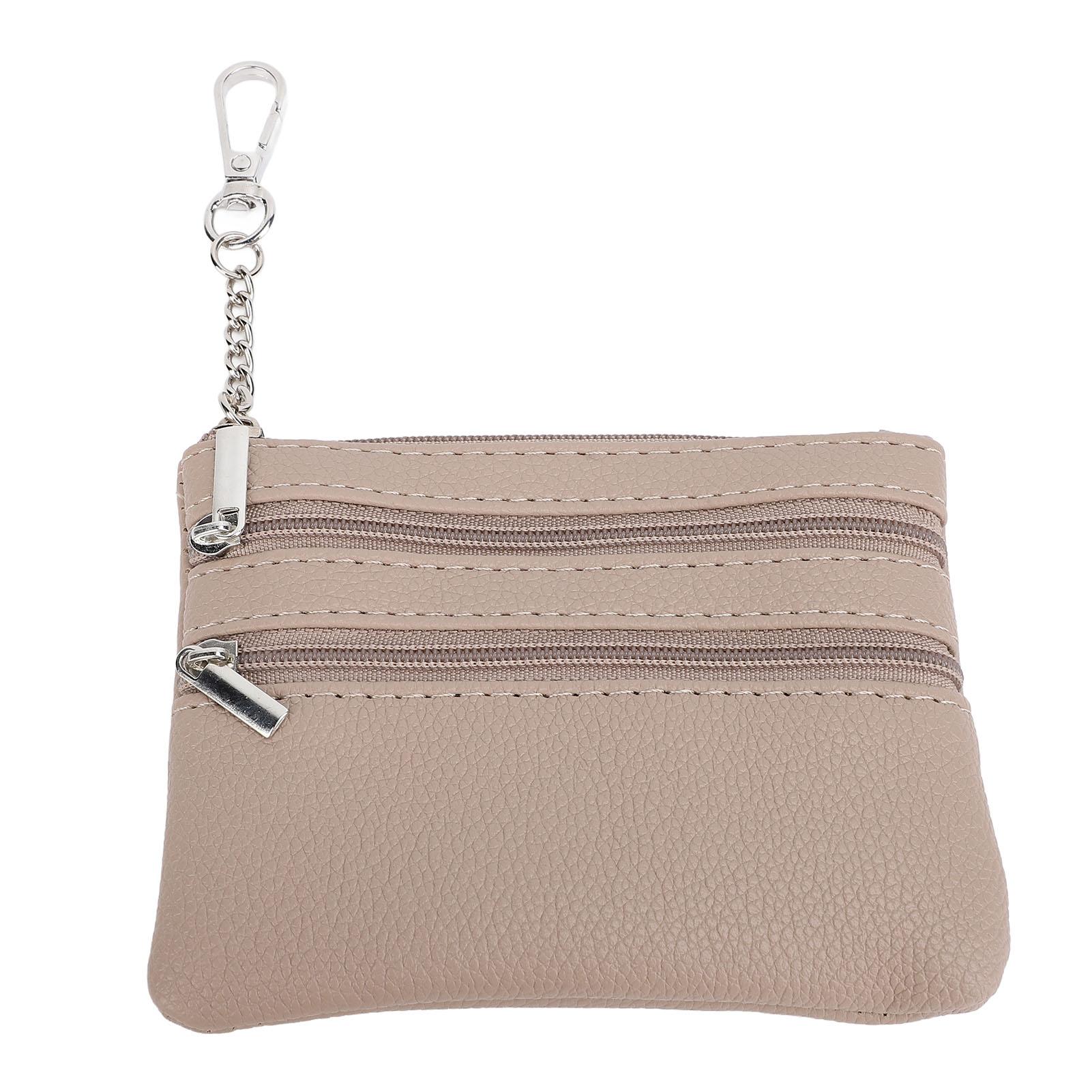 Porte-monnaie à dragonne PU Compartiments multiples Pochette à dragonne avec sangle tressée en nylon Sac blanc riz kaki