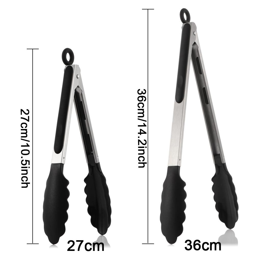 Non Stick Appliances BBQ Tools Salad Food Clip Stainless Steel Head Silicone Handle Barbecue Tongs