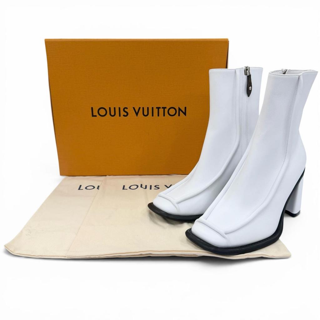 Excellent LOUIS VUITTON Ankle boots Berlin Line white leather Women 37 Used