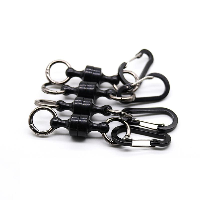 Portable Steel Fishing MRC Strong Magnetic Quick Release Clips Net Holder With Fishing Coil Lanyard Aluminum Carabiner