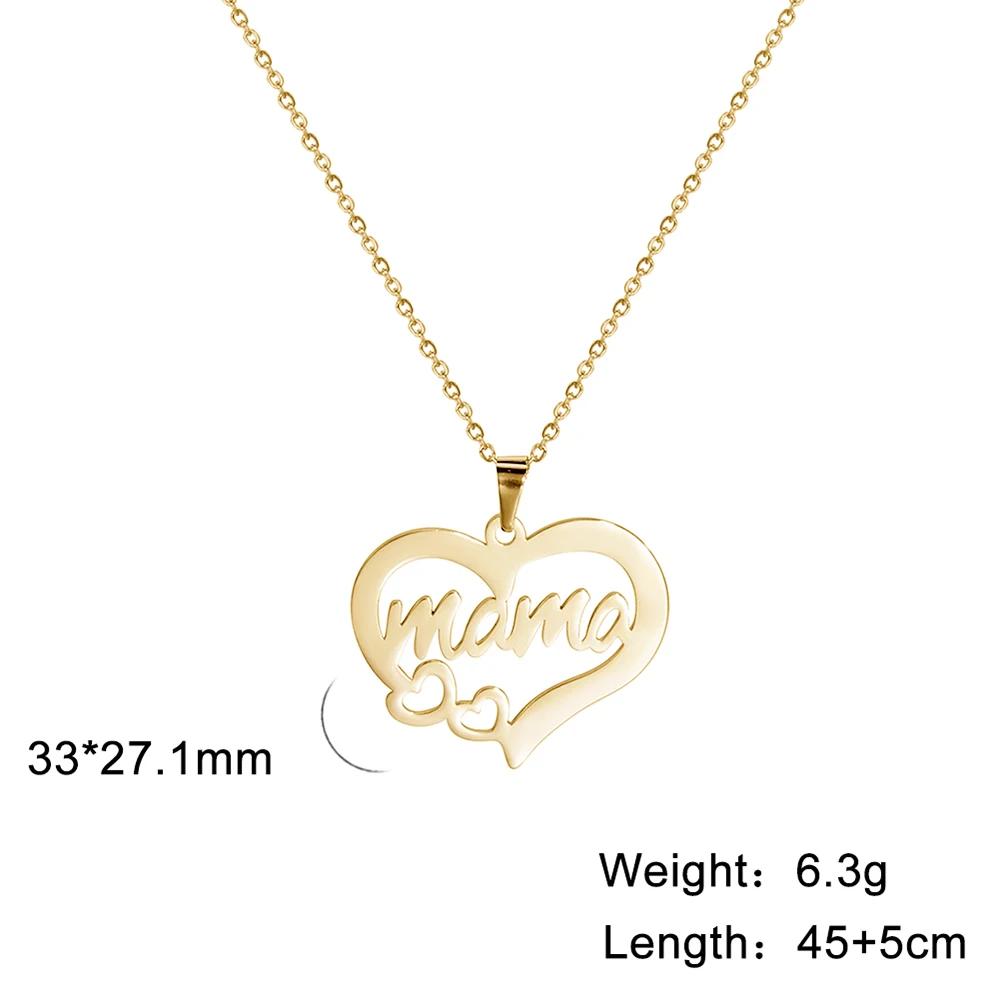 Collana con ciondolo a forma di lettera "Mama" per donna, in acciaio inossidabile, girocollo, alla moda, regalo per la festa della mamma.
