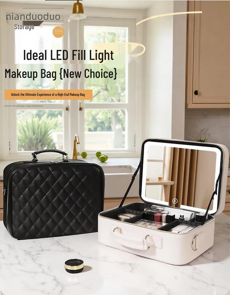 High-Quality LED Light Makeup Bag with Detachable Large-Capacity Cosmetic Storage