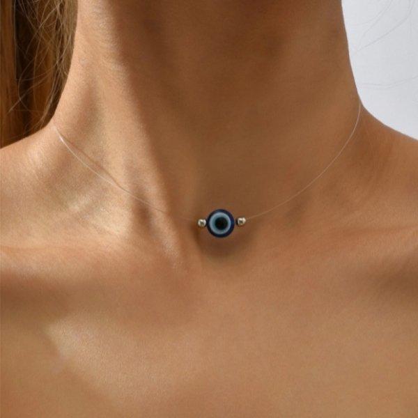 Fashion Evil Eye Necklace For Women Minimalist Classic Turkish Blue Eyes Pendant Choker Fatima Hand Clavicle Chain Lucky Jewelry