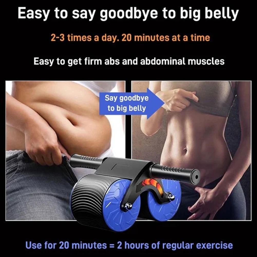Abdominal Wheel Exerciser Dual Wheel Design Abdominal Fitness Wheel Automatic Rebound Anti-Slip for Bodybuilding Training