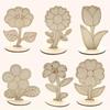 6Pcs/Set Unfinished Wooden Flower DIY Blank Pieces for Painting, Wooden Flowers, 3D Decorations, Decorative Items