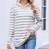 European-American Striped Hooded Sweatshirt - Casual Loose Fit, Long Sleeve with Pockets for Autumn and Winter