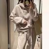 Korean Style Women's Hooded Sweatshirt & Joggers Two-Piece Set with Letter Embroidery